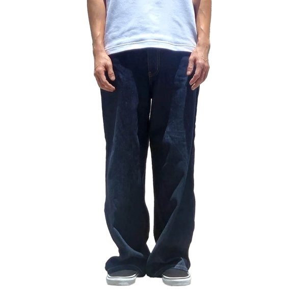 Men's Streetwear Super Baggy Fit Denim Wide Leg Cotton Jean Pants Made in USA (Super Dark, 40)