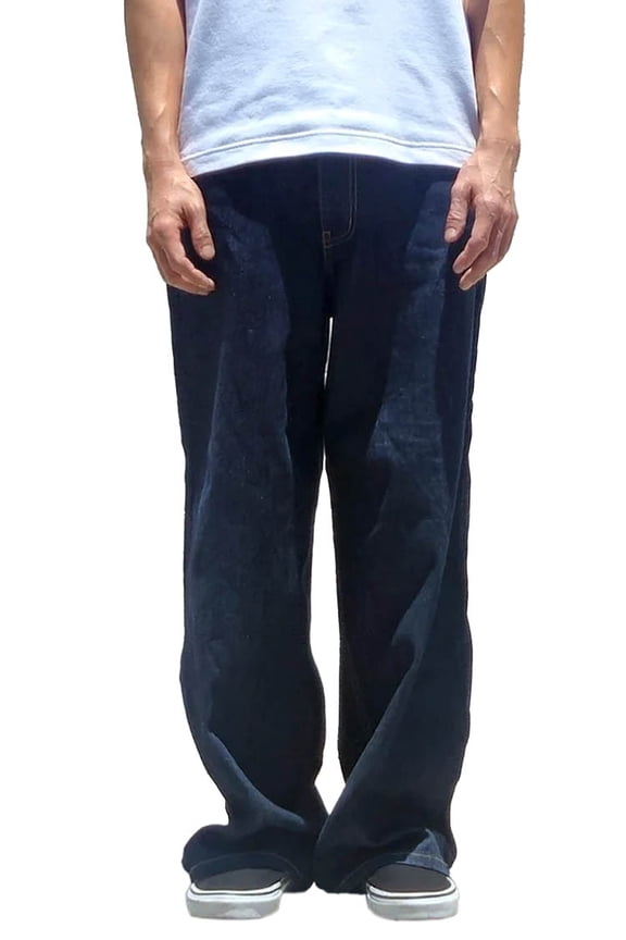 Men's Streetwear Super Baggy Fit Denim Wide Leg Cotton Jean Pants Made in USA (Super Dark, 44)