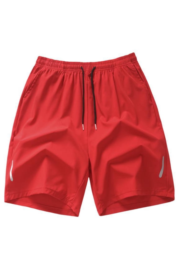 Men's Stretch Athletic Shorts, Elastic Drawstring Waist Shorts with Reflective Accents Relaxed Fit and Side Pockets Running & Training Red 3XL