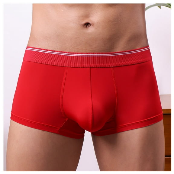Men's Stretch Boxer Briefs - XL Size, Nylon Spandex Blend, Red, Comfortable Fit, Durable for Everyday & Active Use