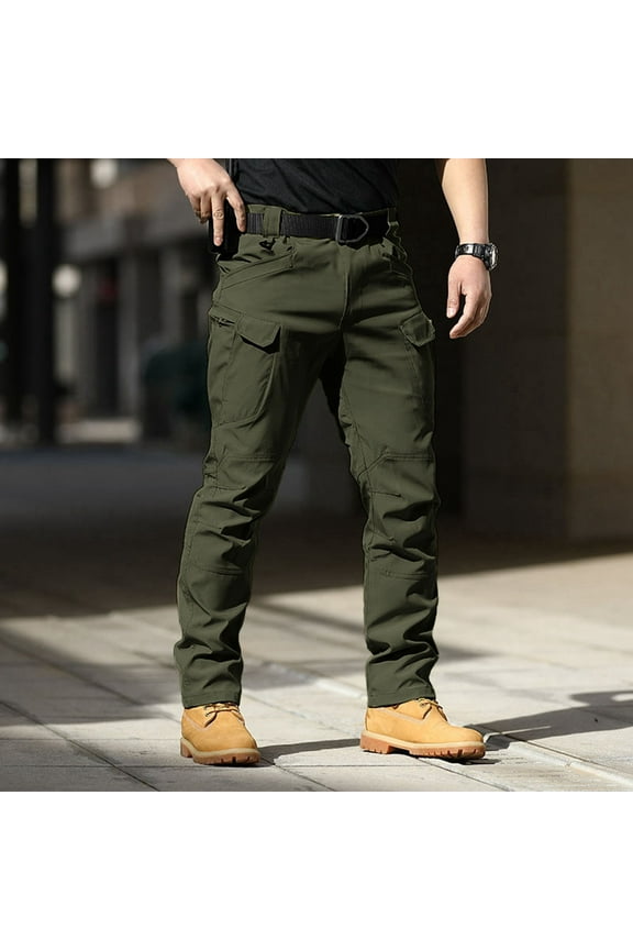 Men's Stretch Cargo Pants, Slim Fit Outdoor Softshell Trousers, Durable Work Pants For Hiking, Lightweight Travel Pants, Comfortable Utility Pants With Magic Tape