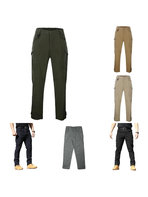 Men's Stretch Cargo Pants Slim Fit Outdoor Softshell Trousers Durable