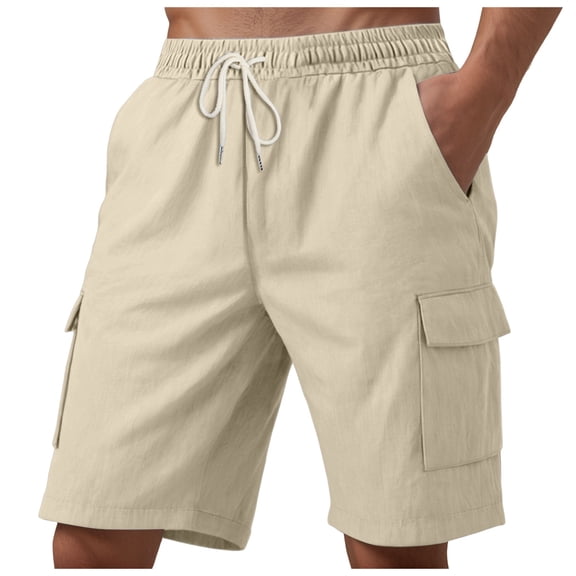 Men's Stretch Cargo Shorts Casual Drawstring Classic Relaxed Fit Summer Short with Multi Pockets Mens Beach Shorts Athletic Gym Basketball