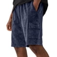 thumbnail image 1 of Men's Stretch Cargo Shorts Elastic Waist Drawstring Short Pants Outdoor Casual Workout Lightweight Big and Tall Camo Cargo Pants Multi Pockets Twill Quick Dry Golf Shorts,Blue XL, 1 of 2