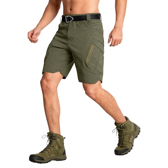 Men's Stretch Cargo Shorts Multi Pockets Twill Elastic Waist Shorts Drawstring Ripstop Straight Leg Cargo Short Casual Relaxed Fit Wild Outdoor Work Outfit,Green 2XL