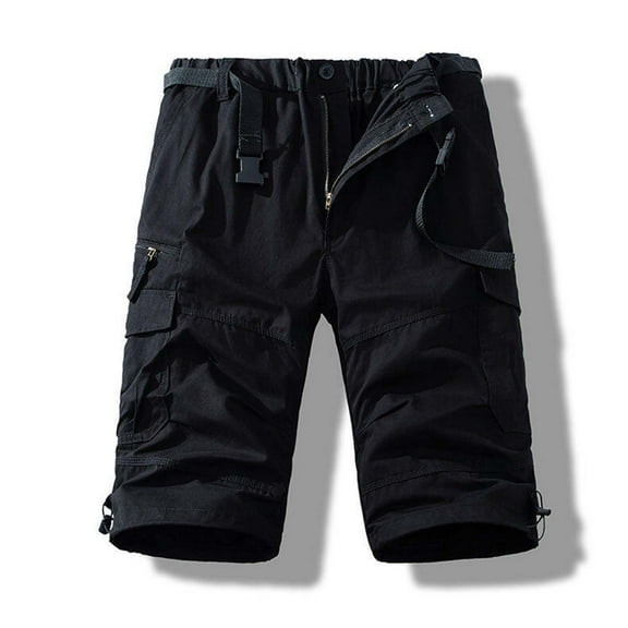 Men's Stretch Cargo Shorts with Drawstring Waist and Multiple Pockets for Casual Summer Wear