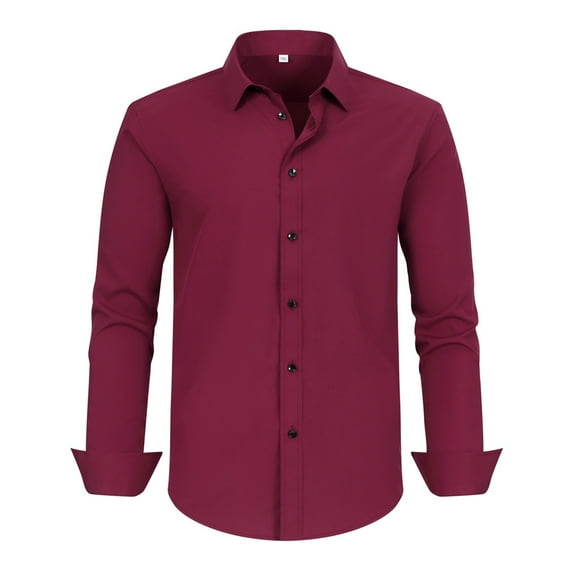 Men's Stretch Comfort Dress Shirt Long Sleeve Button Down Formal Business Casual Soft Breathable Work Wedding Mens Summer Lightweight Pullover Tee Shirts