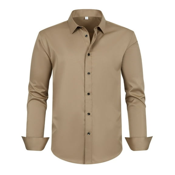Men's Stretch Comfort Dress Shirt Long Sleeve Button Down Formal Business Casual Soft Breathable Work Wedding Mens Summer Lightweight Pullover Tee Shirts