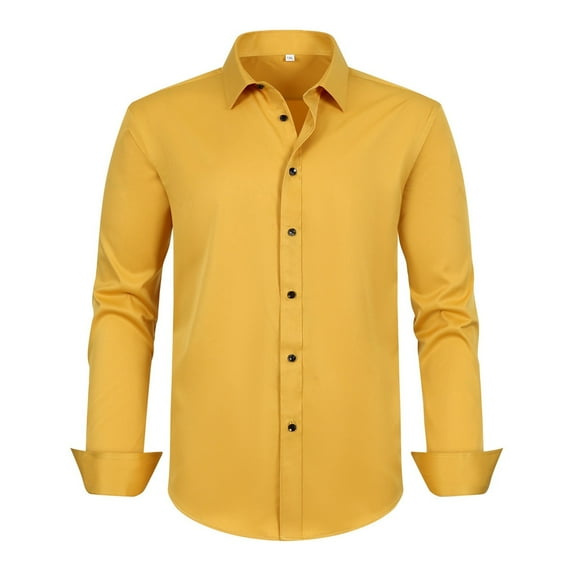 Men's Stretch Comfort Dress Shirt Long Sleeve Button Down Formal Business Casual Soft Breathable Work Wedding Mens Summer Lightweight Pullover Tee Shirts
