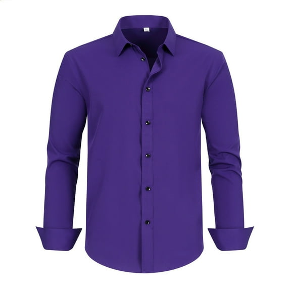Men's Stretch Comfort Dress Shirt Long Sleeve Button Down Formal Business Casual Soft Breathable Work Wedding Mens Summer Lightweight Pullover Tee Shirts