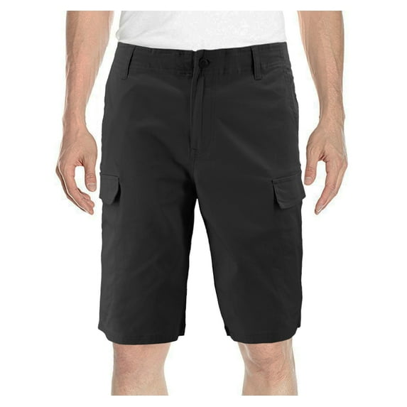 Men's Stretch Cotton Casual Chino Utility Multi Pocket Slim Fit Cargo Shorts (Black, 34)