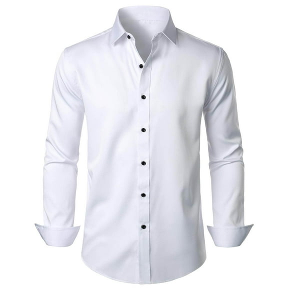 Men's Stretch Dress Shirt Formal Slim Fit Long Sleeve Button Down Shirt for Wedding Prom Business Occasions Men's Tops T-Shirt Casual Crew Neck Loose