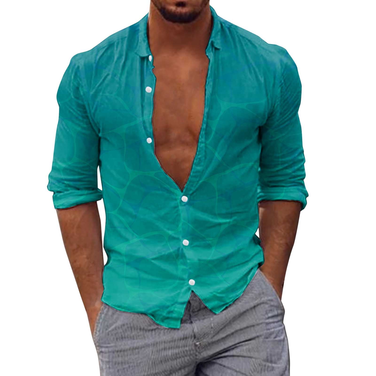 Men's Stretch Dress Shirts Long Sleeve Autumn Winter 3D Printed Regular