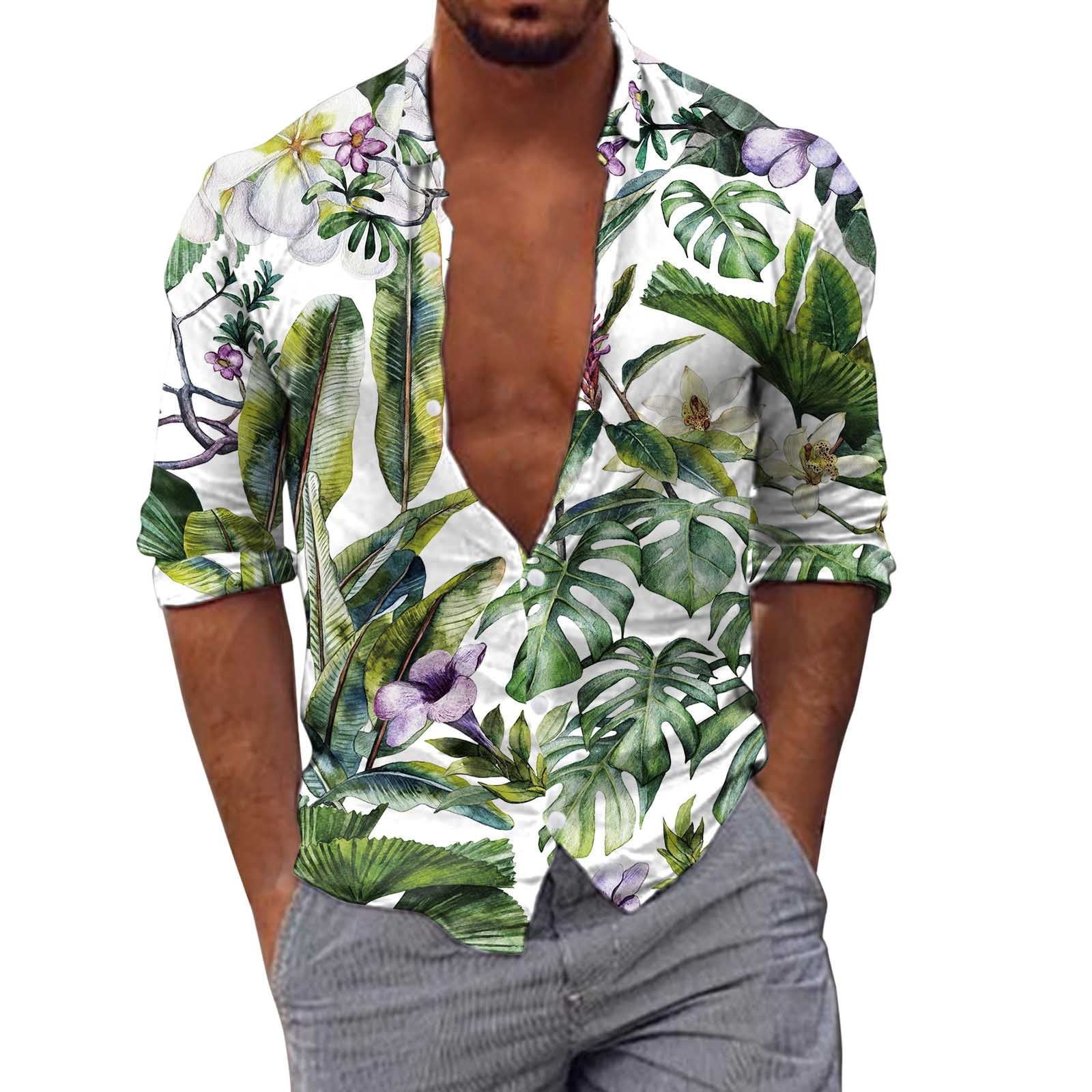 Men's Stretch Dress Shirts Long Sleeve Autumn Winter 3D Printed RegularFit Blouse Elegant