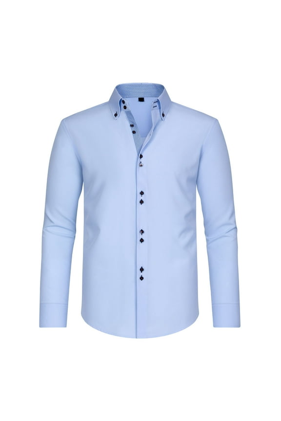 Men's Stretch Dress Shirts Long Sleeve Wrinkle Free Stretch Business Casual Wedding Button Down Shirt