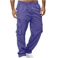 thumbnail image 1 of Men's Stretch Hiking Pant Classic Fitting Cargo Joggers Loose Casual Athletic Trousers Sweatpants with Multi Pockets Purple 3XL, 1 of 4