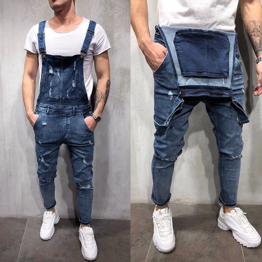 Men's Stretch Jeans 2024 Relaxed Straight Jeans Hole Casual Classic