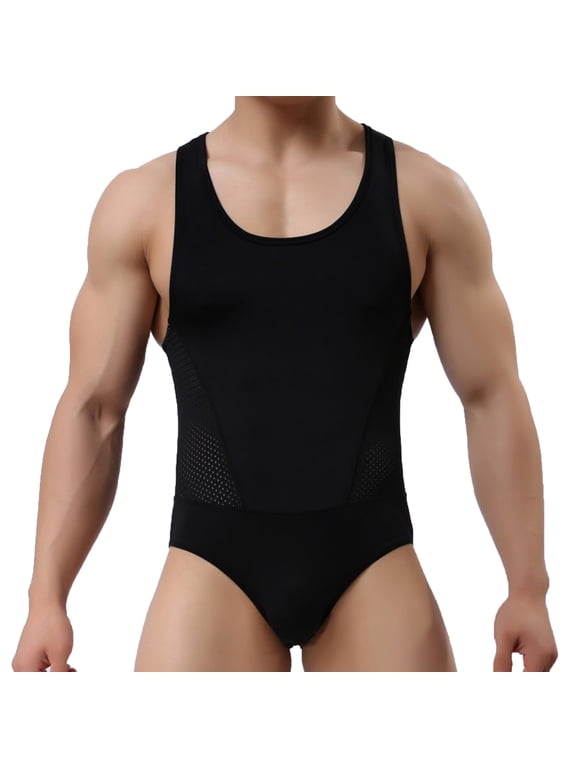 Men's Stretch Jockstrap Singlet Leotard Bodysuit Bodywear Underwear Sportswear Jumpsuit Loungewear Stretch Tights