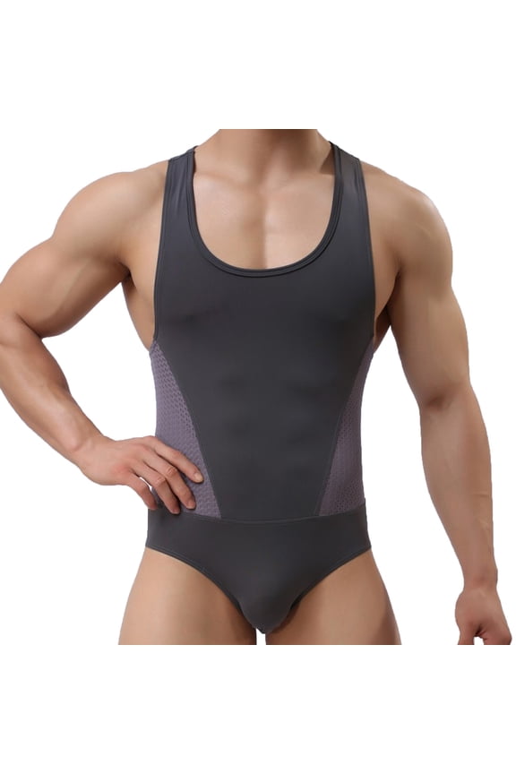 Men's Stretch Jockstrap Singlet Leotard Bodysuit Bodywear Underwear Sportswear Jumpsuit Loungewear Stretch Tights
