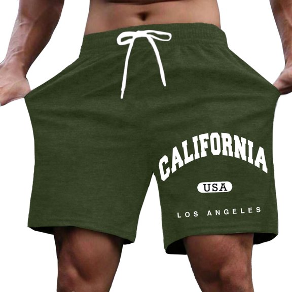 Men's Stretch Letter Print Casual Shorts Comfortable Summer Outdoor Wear