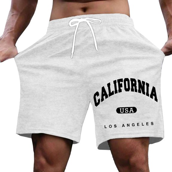 Men's Stretch Letter Print Casual Shorts Comfortable Summer Outdoor Wear