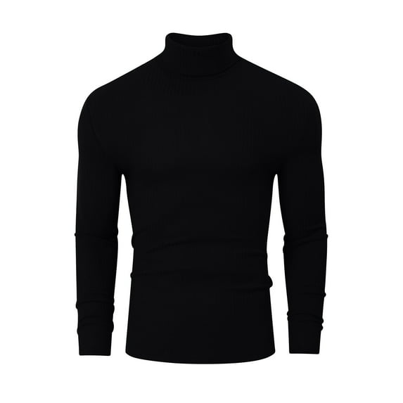 Men's Stretch Muscle Tshirts Turtleneck Long Sleeve Knit Tees Casual Slim Fit Basic Shirt Tops