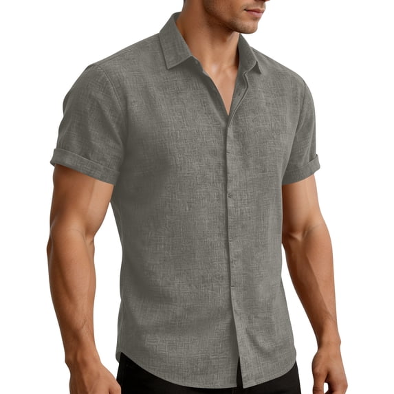 Men's Stretch Non-Iron Anti-Wrinkle Shirt, Summer Business Casual Button Down Short Sleeve Dress Shirt
