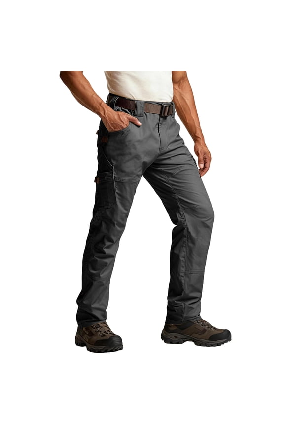 Men’s Stretch Pants with Water Resistant Ripstop Fabric, Lightweight EDC Cargo Pants for Outdoor Work and Hiking Adventures,Dark Gray,S