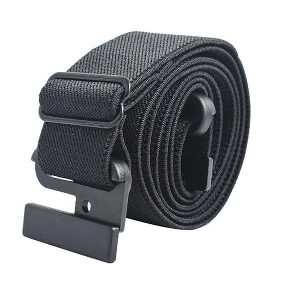 Men's Stretch Performance Belt - Lightweight Elastic Adjustable Flat Non-Metal Travel Friendly Buckle Soft Stretchy Belt, Flat Buckle Great for Jeans/Leggings, Pant Waist Tightener, Black