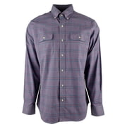 Men's Stretch Plaid Button Down Work Shirt N Large