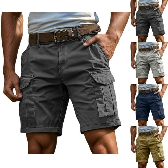 Men’s Stretch Pull-On Cargo Shorts Relaxed Fit Button-Fly Quick_Dry Stretch Lightweight Tactical Breathable Fabric Ideal for Outdoor Adventures (Dark Gray, M)
