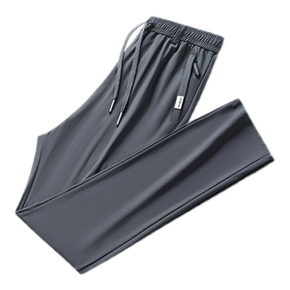 Men's Stretch Quick Drying Casual Pants Elastic Waist Drawstring Comfortable Lightweight Breathable Active Wear Men's Dress Pants Slim Fit Lounge Adjustable Waist