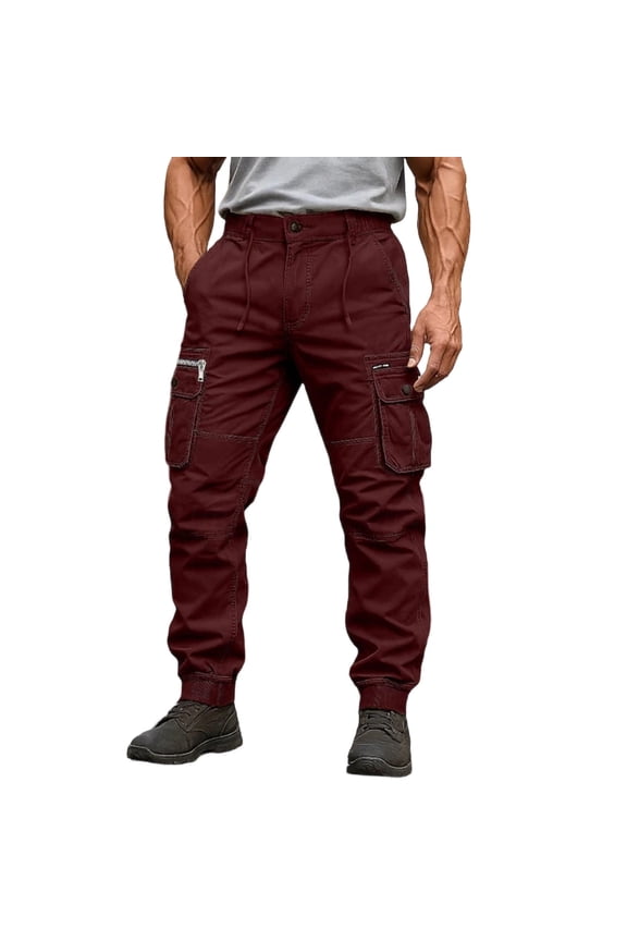 Men's Stretch Ripstop Cargo Work Pants - 6-Pocket Tactical Hiking Joggers, Lightweight Breathable Nylon-Spandex Bottoms for Work/Outdoor