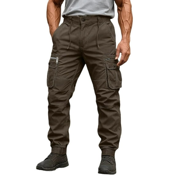 Men's Stretch Ripstop Cargo Work Pants - 6-Pocket Tactical Hiking Joggers, Lightweight Breathable Nylon-Spandex Bottoms for Work/Outdoor