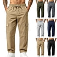 thumbnail image 1 of Men's Stretch Ripstop Tactical Pants Lightweight Flex Hiking Cotton Twill Cargo Work Pants with Multi Pockets Khaki, 1 of 6
