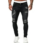 LIACOWI Men?s Stretch Skinny Ripped Jeans, Super Comfy Distressed Denim Pants with Destroyed Holes