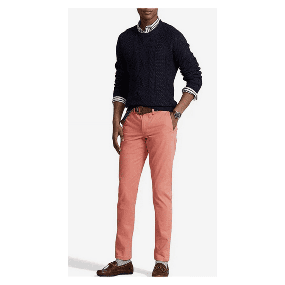 Men's Stretch Straight Fit Cotton Twill Chino Pants-O-32Wx30L