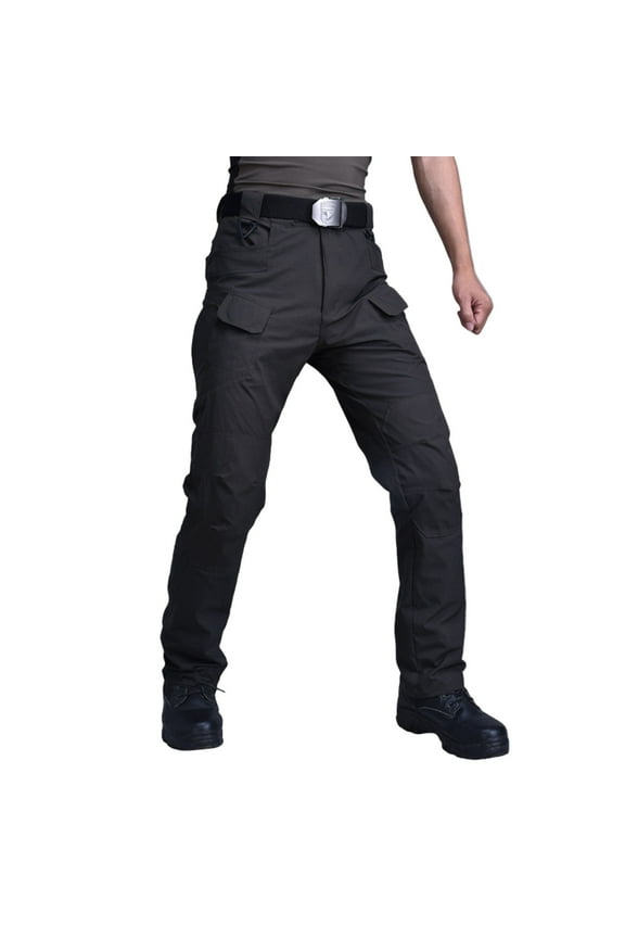 Men's Hiking Tactical Pants Relaxed Fit Cargo Pants Outdoor Waterproof Trousers Rip-Stop Work Travel Pants with Multi Pockets black Small