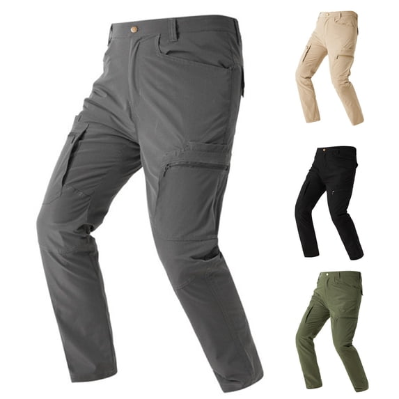 Men's Stretch Work Pants Flex Ripstop Water Resistant Utility Hiking Cargo Pants with Muti Pockets Size 4XL Khaki