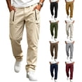 thumbnail image 1 of Men's Stretch Work Pants Quick Dry Cargo Trousers with Elastic Waist Zipper Pockets Straight Leg Utility Pants for Outdoor Hiking, 1 of 6