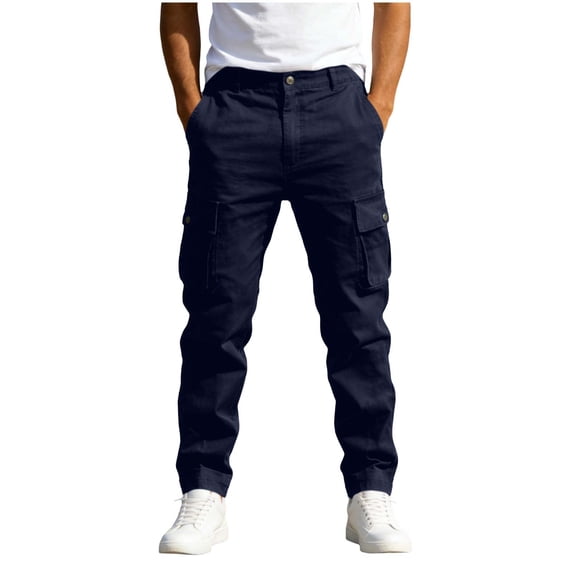 Men's Stretch Workwear Pants,Quick Dry Flex Ripstop Cargo Pants,Lightweight Outdoor Work Hiking Pants with Muti Pockets(No Belt) Blue