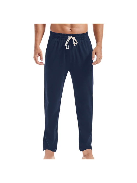 Men's Stretch Yoga Sweatpants Athletic Lounge Pants Open Bottom Casual Drawstring Jersey Pants for Men with Pockets
