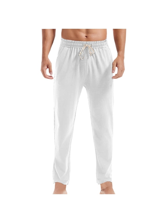 Men's Stretch Yoga Sweatpants Athletic Lounge Pants Open Bottom Casual Drawstring Jersey Pants for Men with Pockets