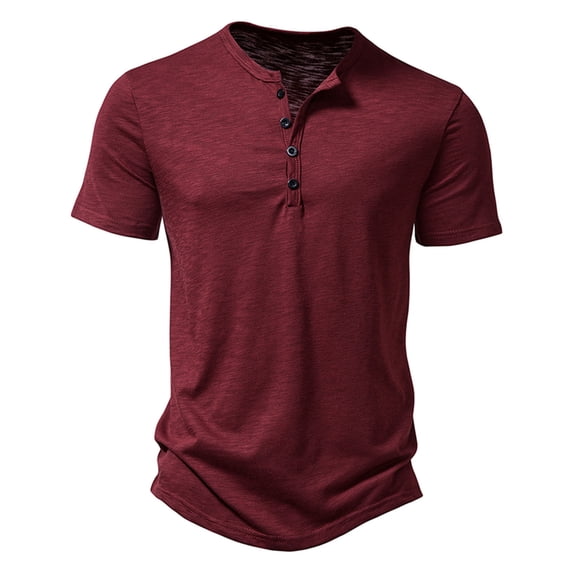 Men's Stretchy Short Sleeve Henley T-Shirt Casual Cotton 2 Buttons Notch Neck Tee Shirts