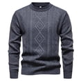 thumbnail image 1 of Men's Stretchy Sweater - Bosfbaoi Solid Color High Elasticity Knit Pullover, Crew Neck Long Sleeve Top, Men's Pullover Knitwear Ideal for Casual Wear, 1 of 7