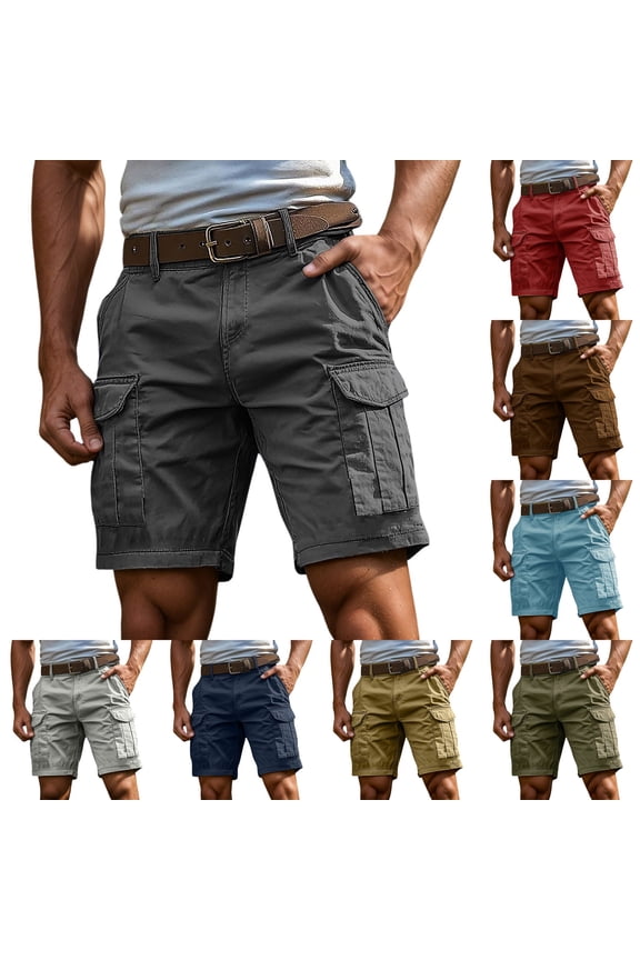 Men's Stretchy Waist Elastic Long Cargo Shorts Below Knee Drawstring Baggy Hiking Travel Golf Fishing Work Casual Short Pants Navy 3XL