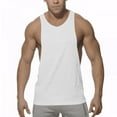 thumbnail image 1 of Men's Stringer Shirt Quick Dry Workout Tank Top Gym Muscle Tee Fitness Bodybuilding Sleeveless T Shirt Y Back Cotton Size 2XL White, 1 of 4