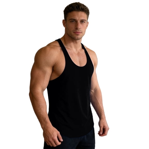 Men's Stringer Tank Top - Y-Back Sleeveless Shirt for Bodybuilding, Gym & Athletic Training