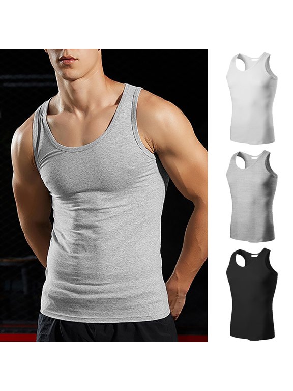 Men's Stringer Tank Tops Cotton Vest Sleeveless Gym Workout Bodybuilding Fitness Muscle T Shirts