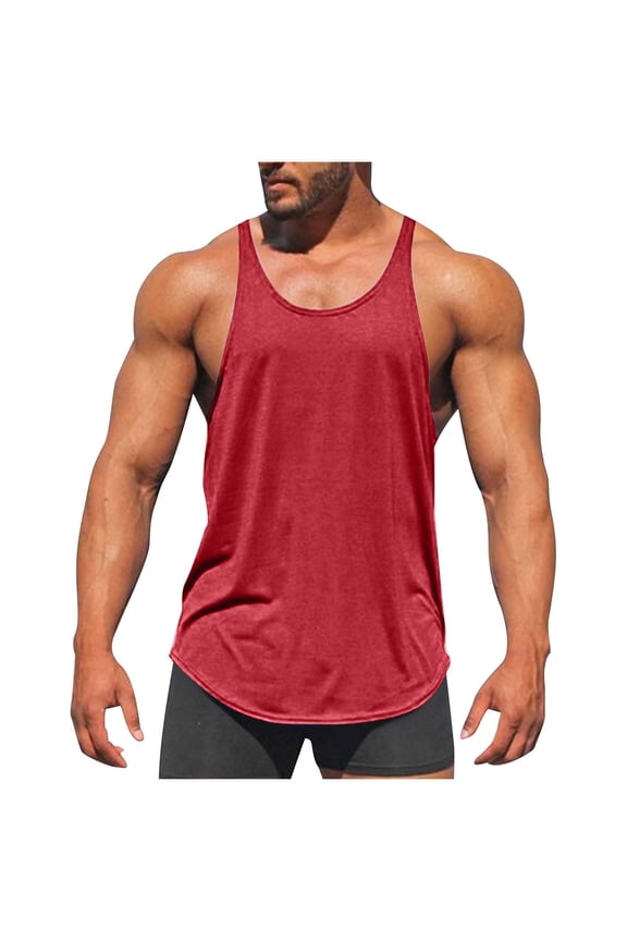 Men's Stringer Tank Tops, Muscle Cut Bodybuilding Gym Vest, Y-Back Workout Sleeveless T-Shirt